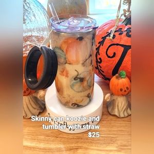 Handmade skinny can koozie & cup combo